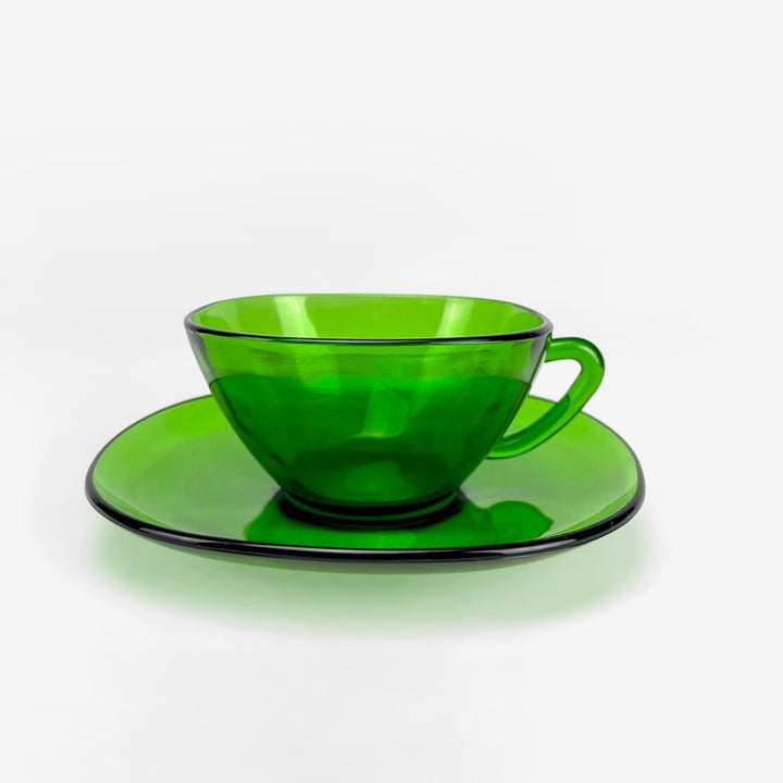 8 Tasses à café vintage Vereco vert émeraude