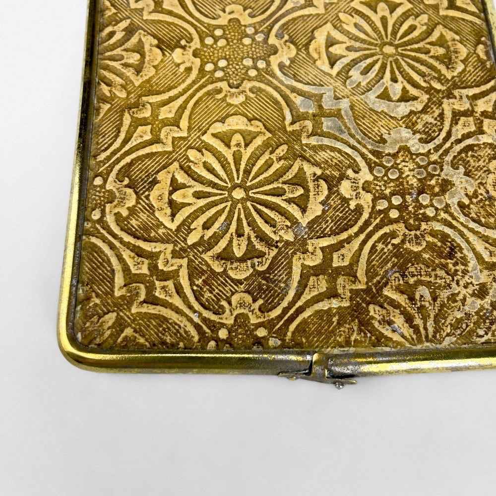 Miroir de barbier ancien en laiton et verre biseauté