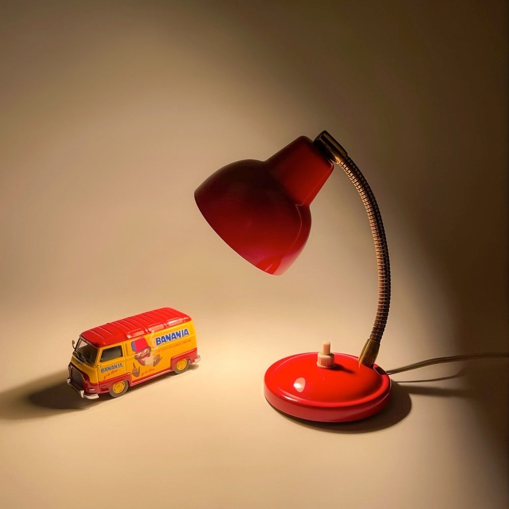 Petite lampe cocotte chevet rouge vintage