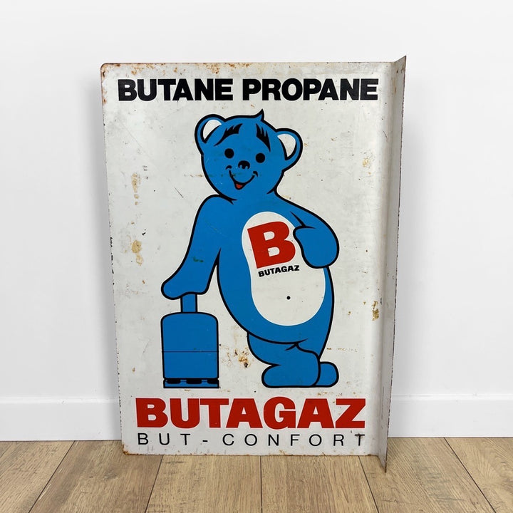 Enseigne publicitaire en tôle émaillée Butagaz années 70