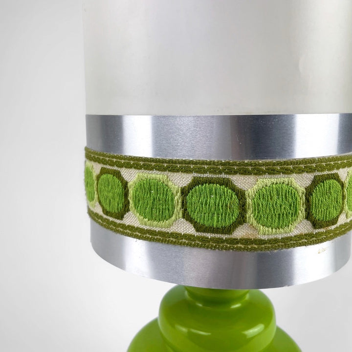 Lampe à poser verte céramique et tissu 70's