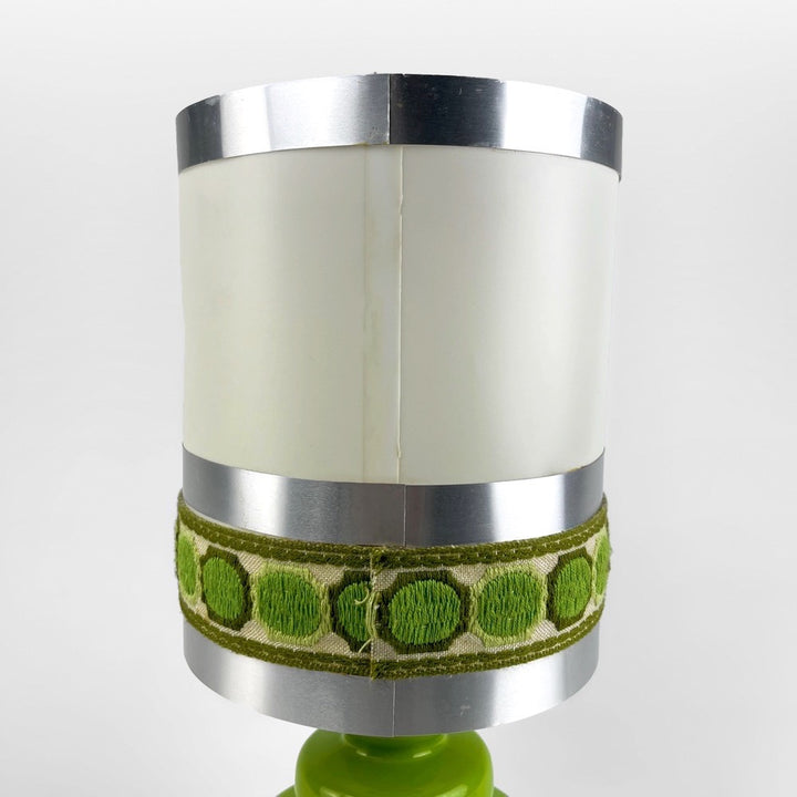 Lampe à poser verte céramique et tissu 70's