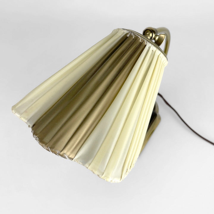 Lampe de chevet laiton et abat-jour plissé années 50