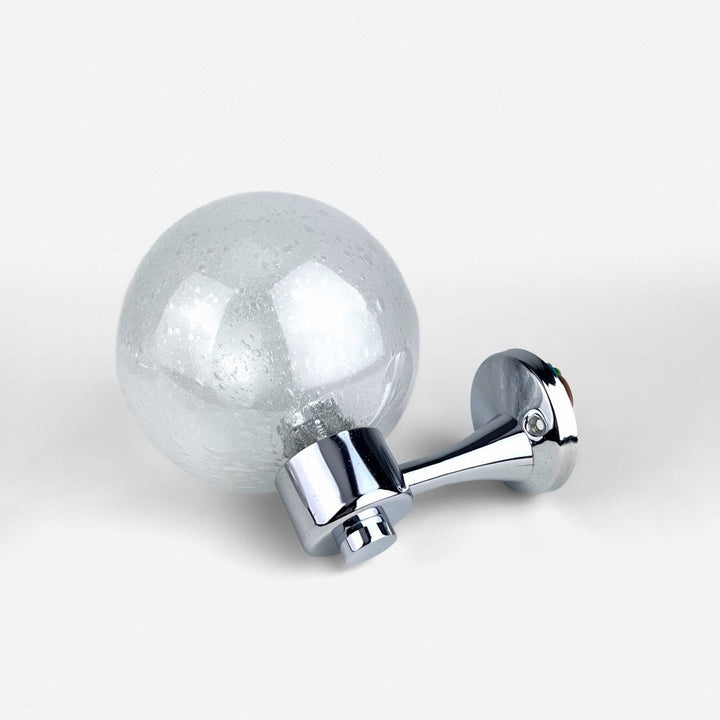 Paire d'appliques boules murales chrome et verre bullé vintage