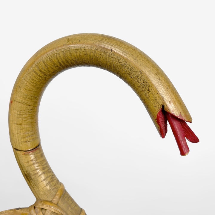 Porte-plantes serpent en rotin vintage