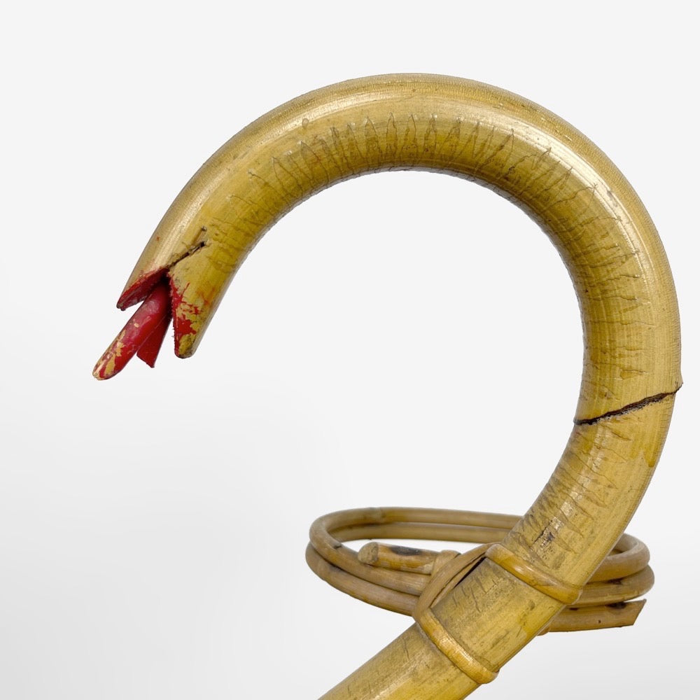 Porte-plantes serpent en rotin vintage
