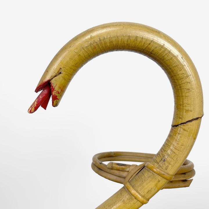 Porte-plantes serpent en rotin vintage