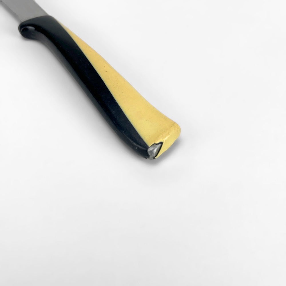 Couteaux Rovinyl inox bicolores noirs et jaunes années 50